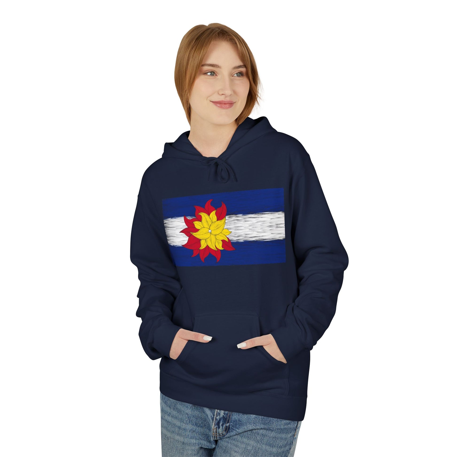 Funky Colorado Flower Hoodie — Retro Floral State Design