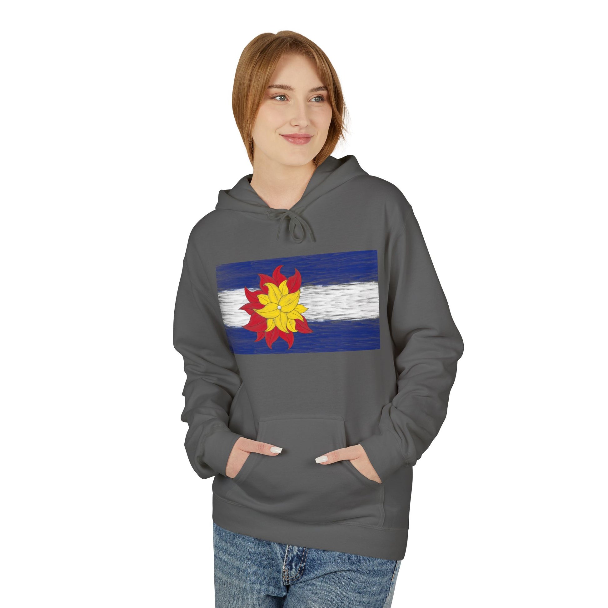 Funky Colorado Flower Hoodie — Retro Floral State Design