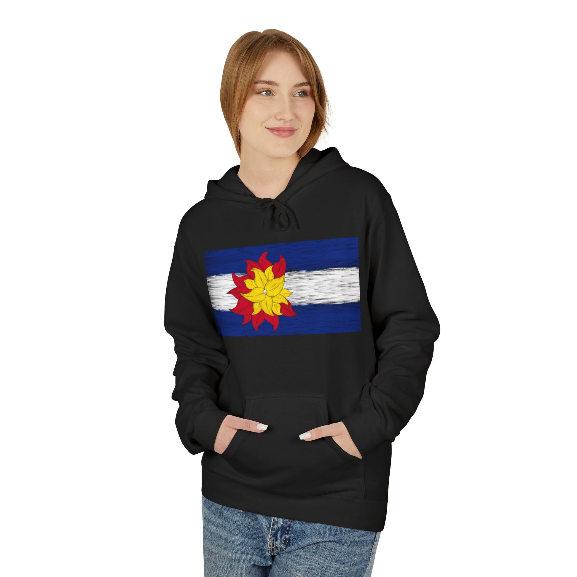 Funky Colorado Flower Hoodie — Retro Floral State Design