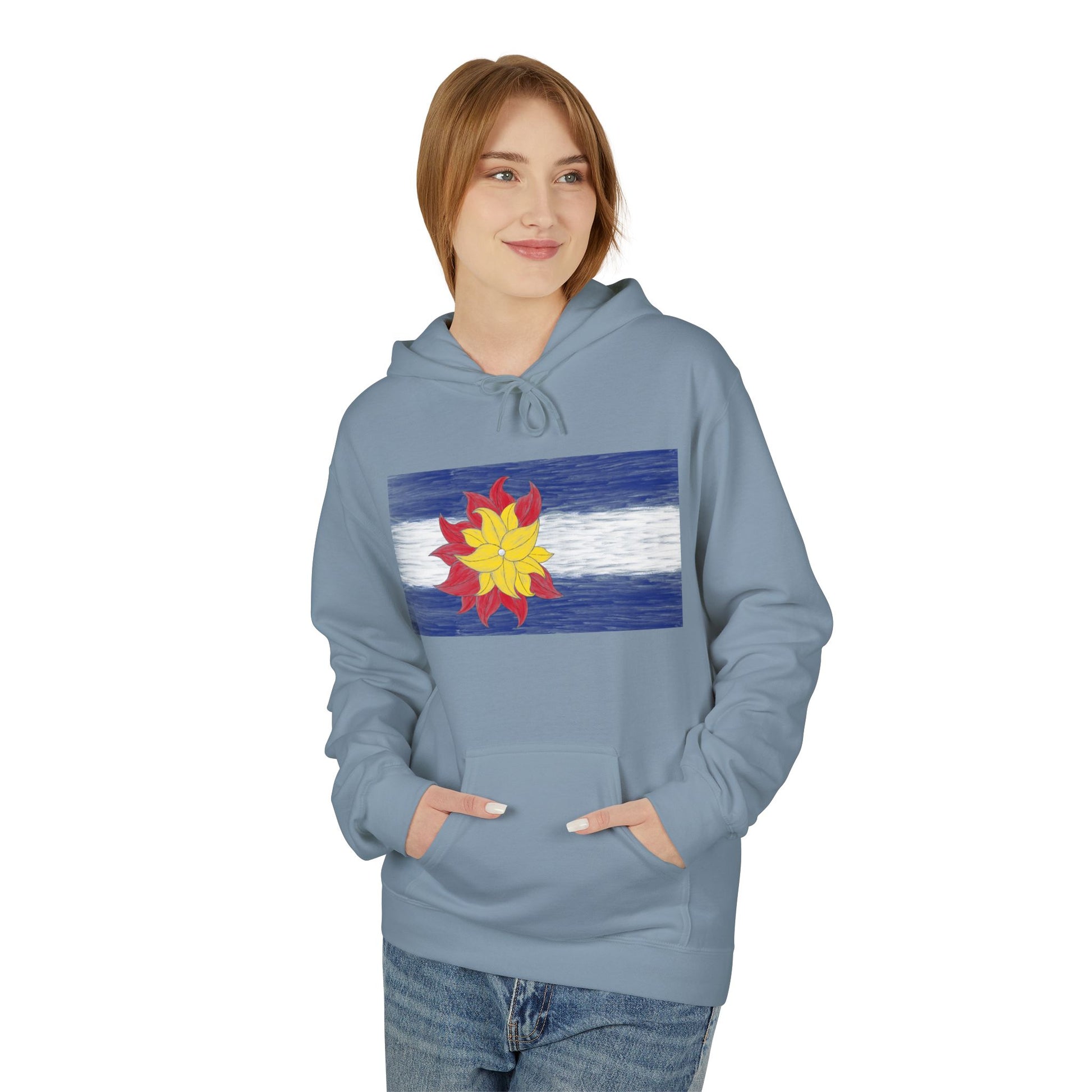 Funky Colorado Flower Hoodie — Retro Floral State Design