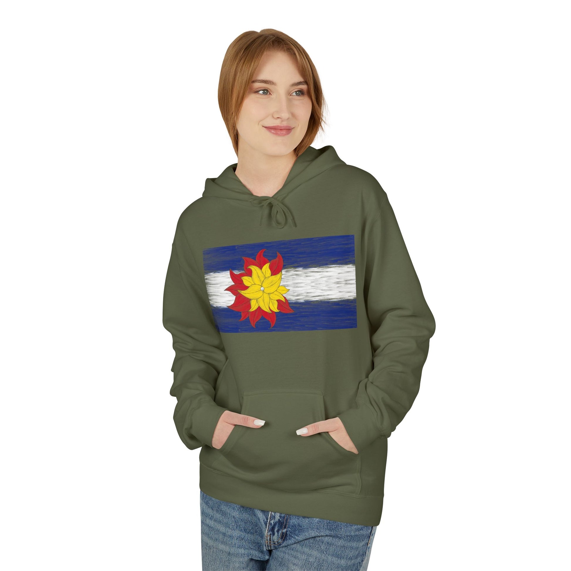 Funky Colorado Flower Hoodie — Retro Floral State Design